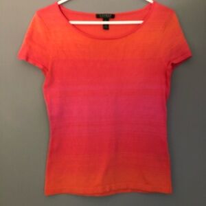 Lauren Ralph Lauren Size Small Pink Orange Ombré Short Sleeve Shirt